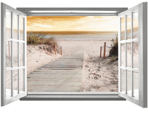 Fototapete 2080 VEZ4XL Vlies Fenster Strandsteg 201 x 145 cm
