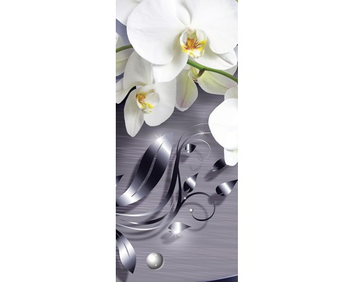 Fototapete Vlies 2159 VET Türtapete Weiße Orchidee grau 1-tlg. 91 x 211 cm
