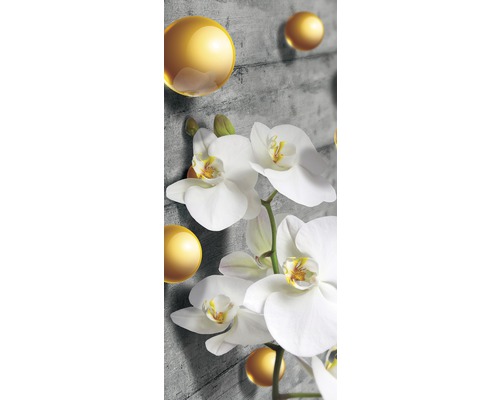 Fototapete Vinyl 3067 SKT Türtapete selbstklebend Perlen Orchideen 1-tlg. 91 x 211 cm