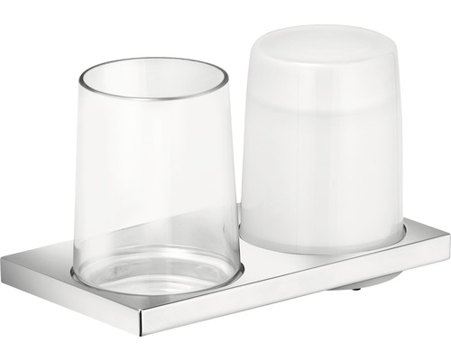 Doppelhalter mit Glas und Lotionsspender KEUCO Edition 11 Kristallglas/chrom 11153