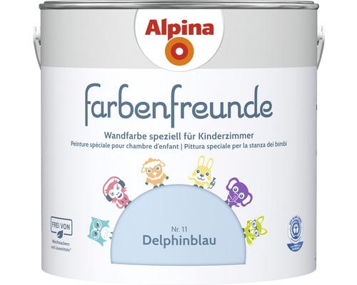 Alpina konservierungsmittelfreie Wandfarbe Farbenfreunde Delphinblau 2,5 l