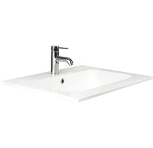 Badmöbel-Set Porto 70 cm mit Waschtisch weiß glänzend und Spiegel mit LED Beleuchtung 70-thumb-2
